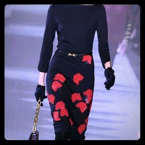 Tory Burch Size Small Navy Dress with Red Flowers